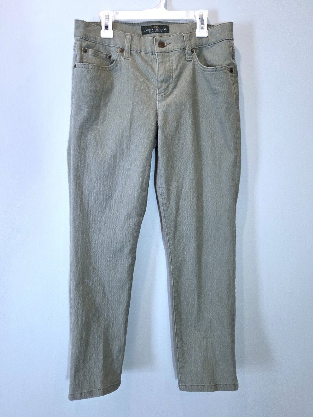 Lauren Jeans Co. LRL Sage Green Modern Straight Cropped Jeans Size 4